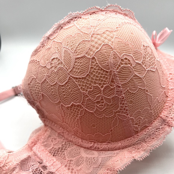 💓pink lace push up padded bra 34b - Picture 2 of 5